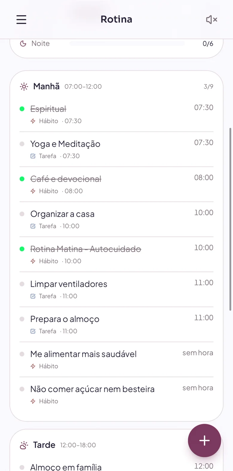 Tela de Rotina da Kiea